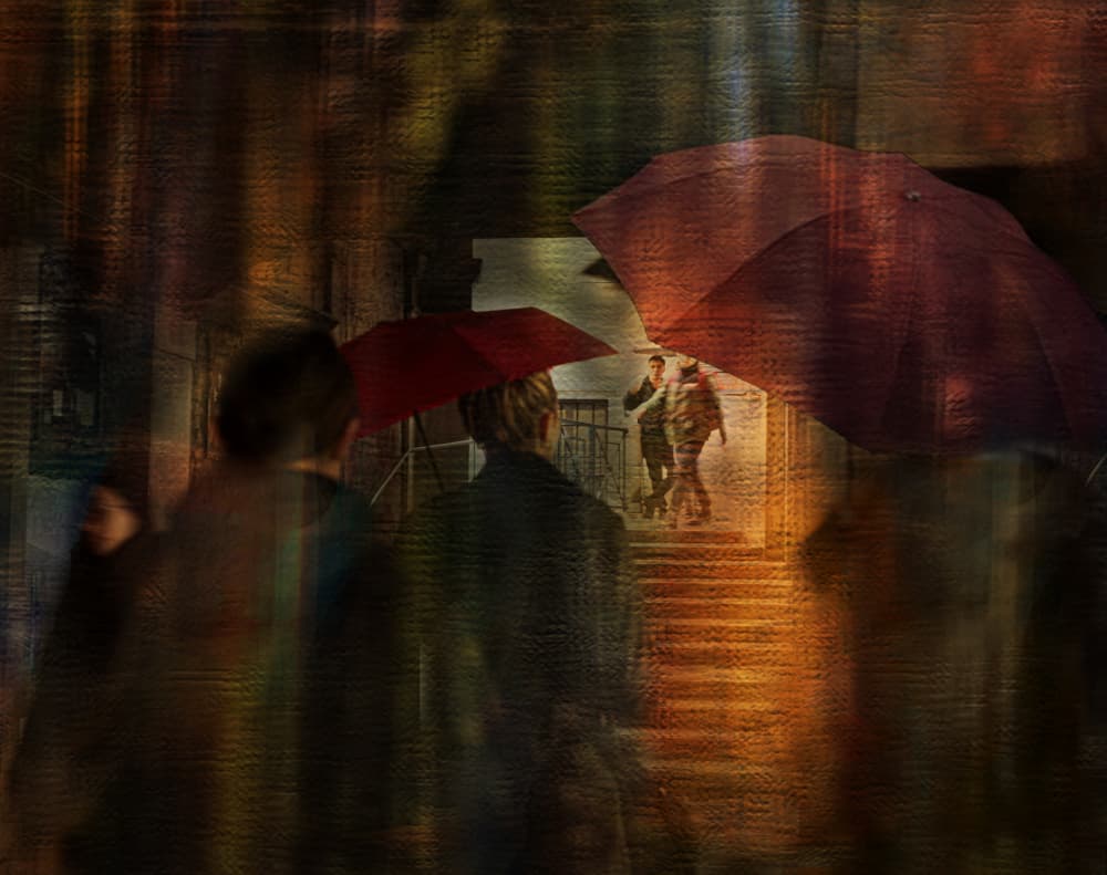 Rainy City Walk by Anette Ohlendorf — canvas wall art