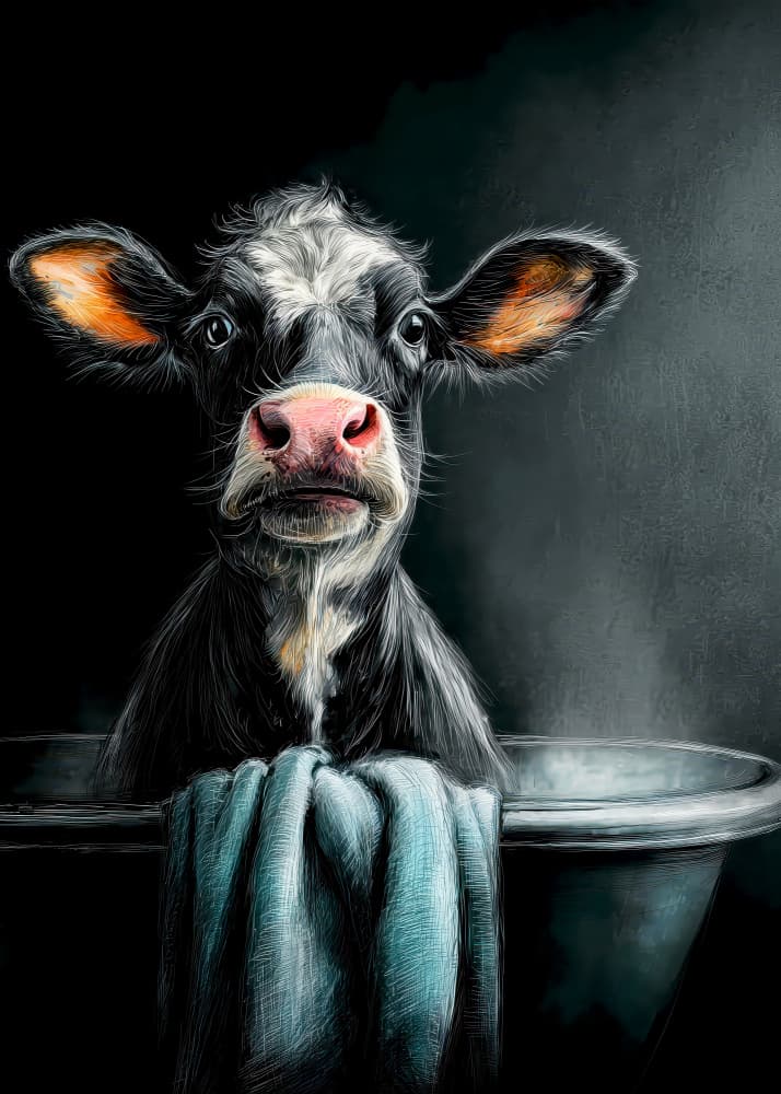 Curious Calf's Bath by Justyna Jaszke — canvas wall art
