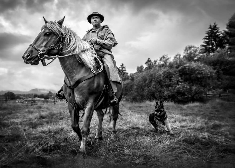 Western Rider and Shepherd by Robert Girmencea — canvas wall art
