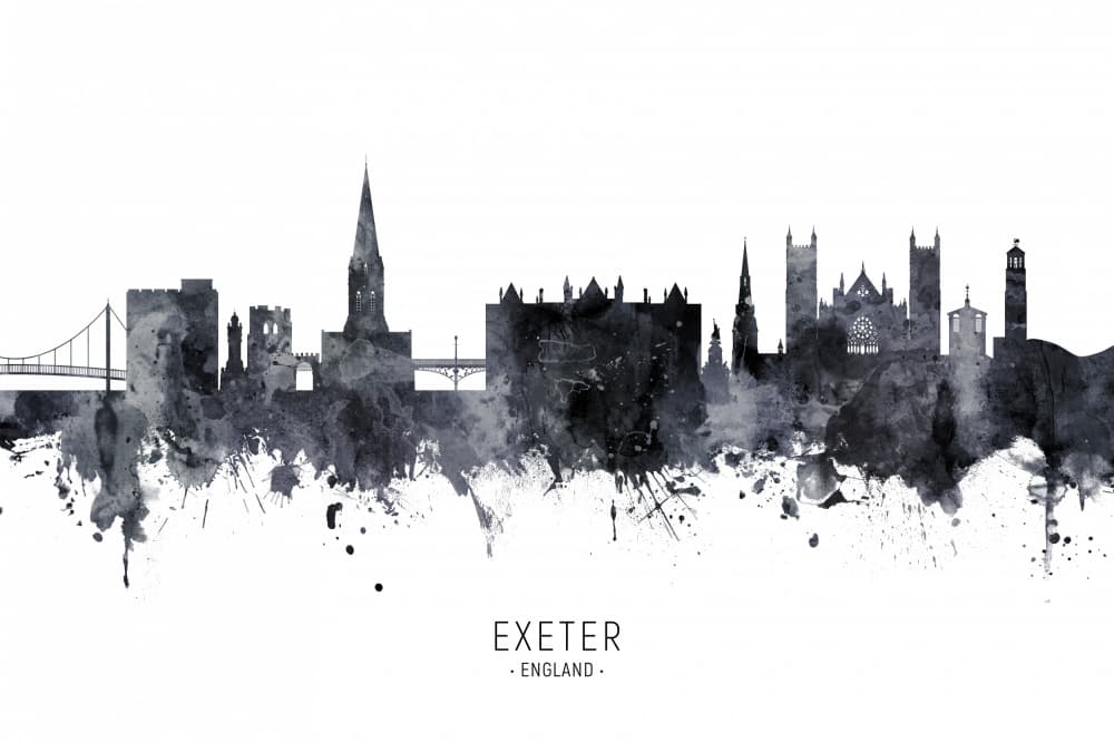 Exeter England Skyline by Michael Tompsett — canvas wall art