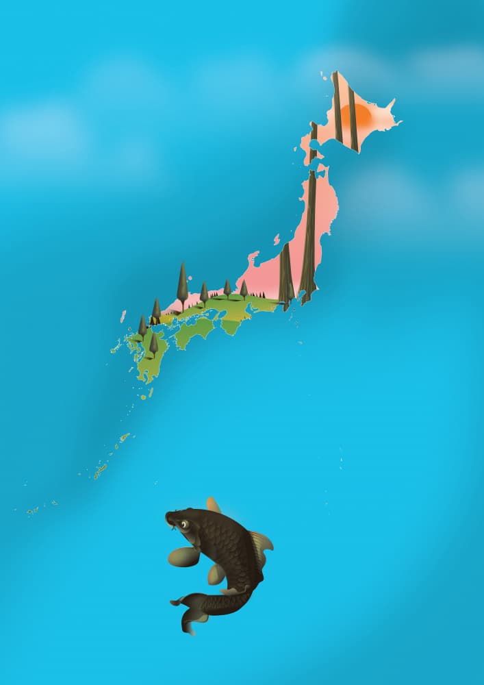 Japan Map Koi Journey by Nicholas — canvas wall art