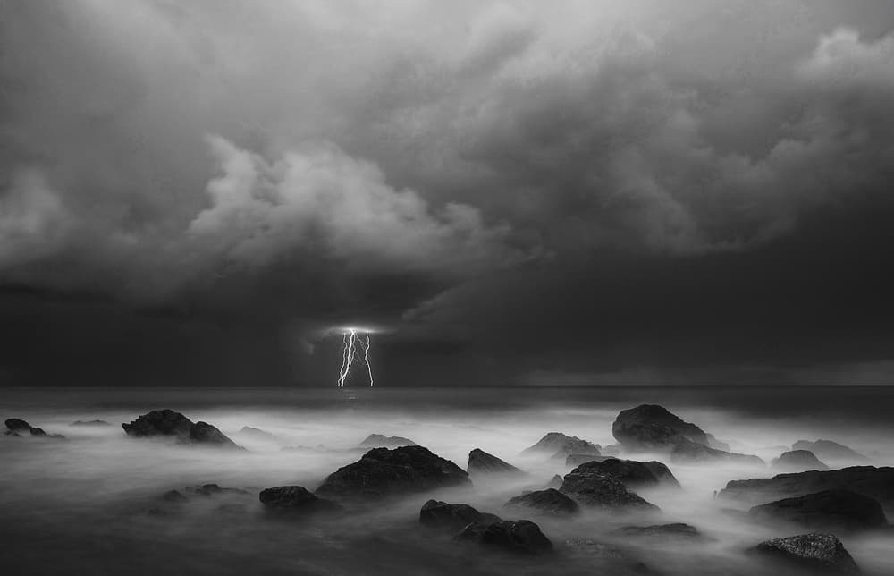 Dramatic Ocean Lightning by Domenico Montemagno — canvas wall art
