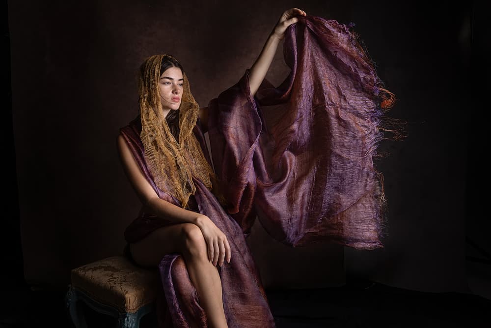 Elegant Fabric Portrait by Joan Gil Raga — canvas wall art