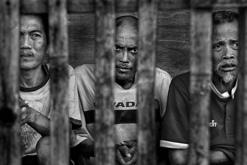Intense Faces Behind Bamboo by Firman Maulana — canvas wall art