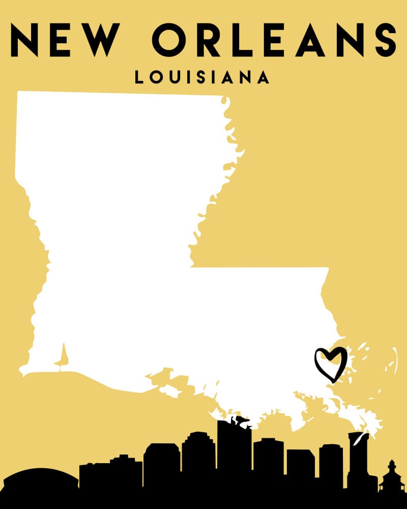 New Orleans Louisiana Map by Emiliano Deificus — canvas wall art