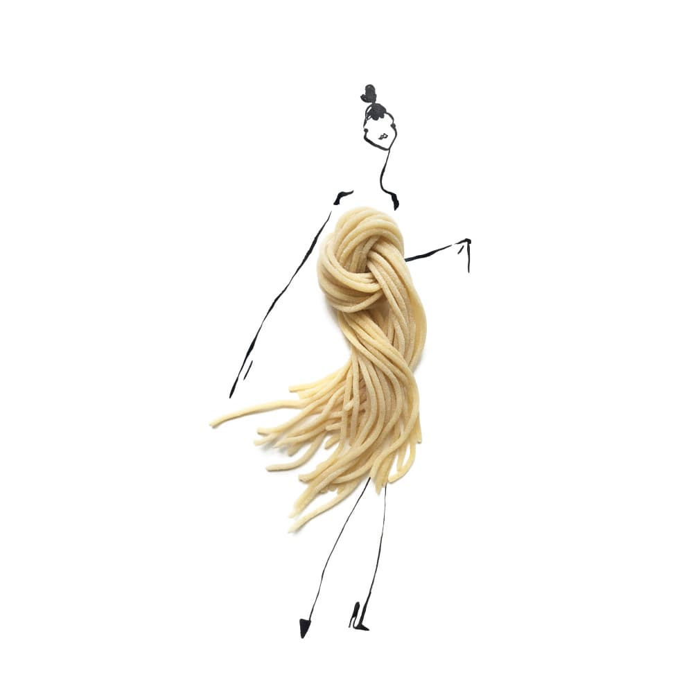 Spaghetti Fashion Sketch by Gretchen Roehrs — canvas wall art