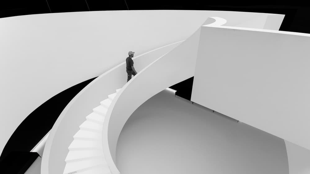 White Architectural Ascent by João Castro — canvas wall art