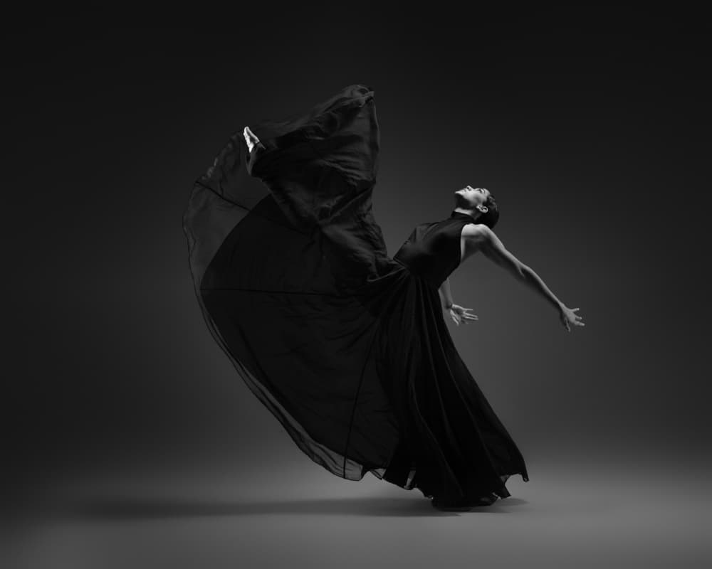 Flowing Black Dress Dancer by Rob Li — canvas wall art