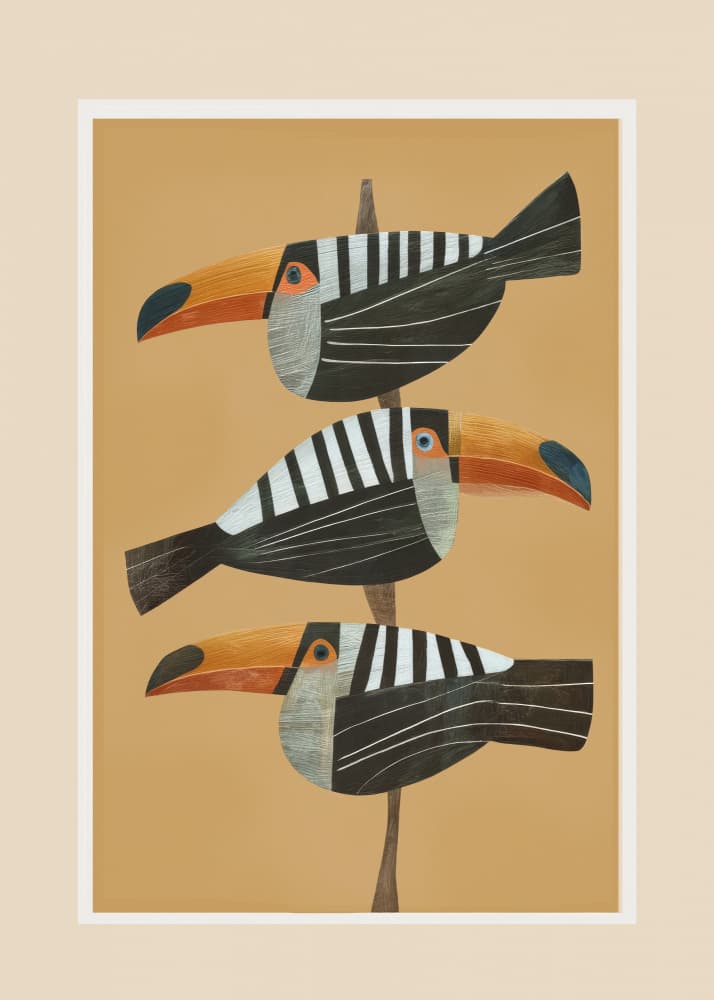 Stacked Tropical Toucans by City Art — canvas wall art