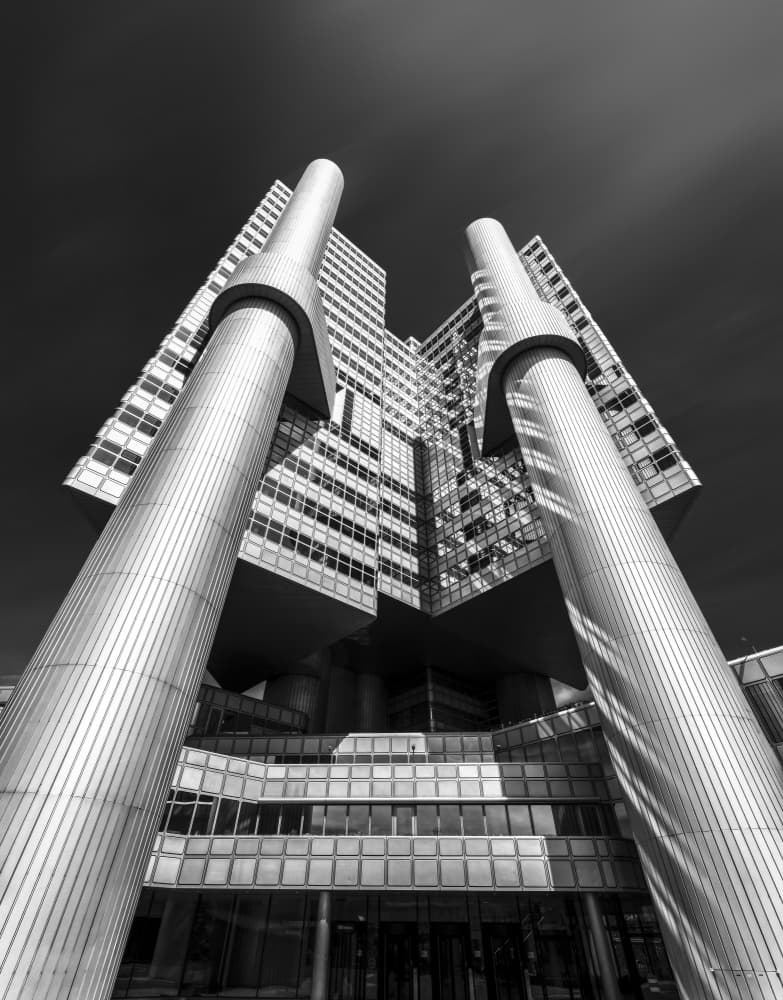 Geometric City Building by Nina Pauli — canvas wall art