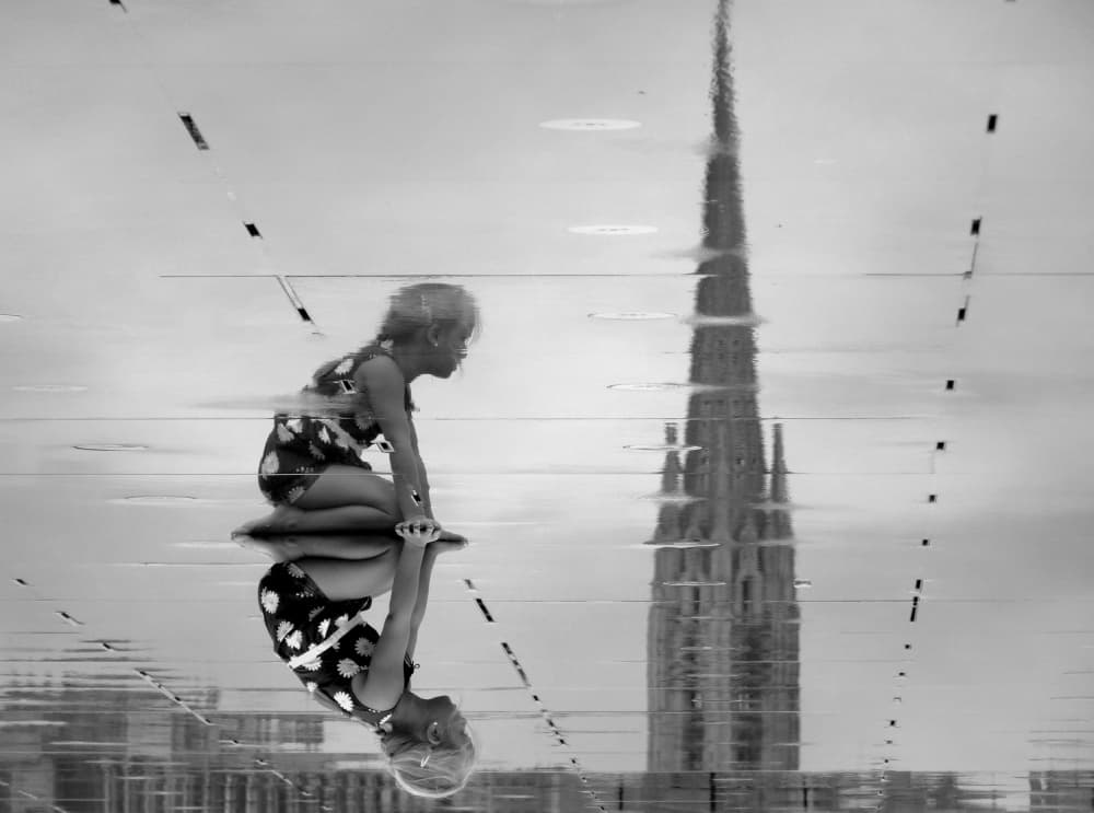 Little Girl Spire Reflection by annehedelin — canvas wall art