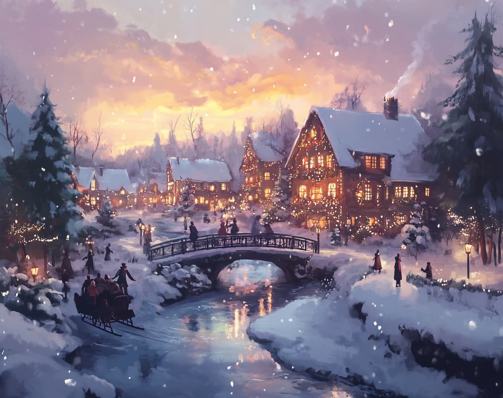 Cozy Christmas Village by Pictufy Studio IV — canvas wall art