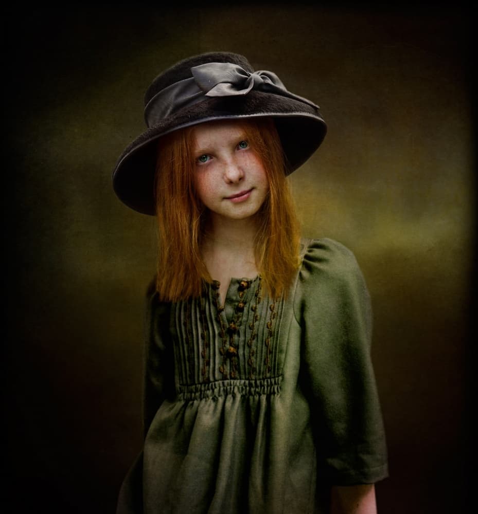 Vintage Girl With Hat by Svetlana Melik-Nubarova — canvas wall art