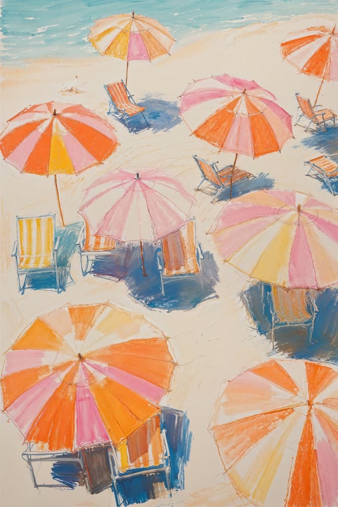 Colorful Beach Umbrellas by The Art Concept — canvas wall art