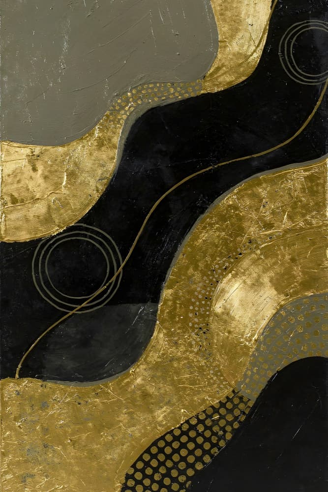 Abstract Black Gold Flow by Miguel Bruzual — canvas wall art