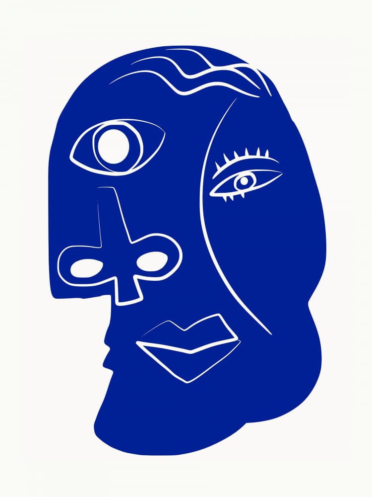 Abstract Blue Face by Little Dean — canvas wall art