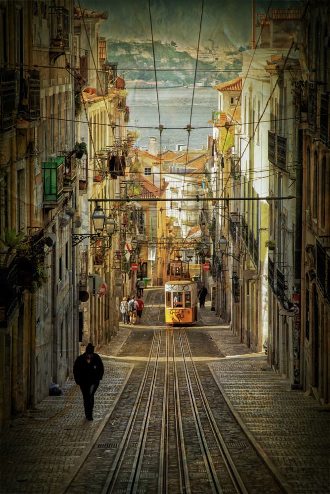 Historic Lisbon Tram by Michel Romaggi — canvas wall art