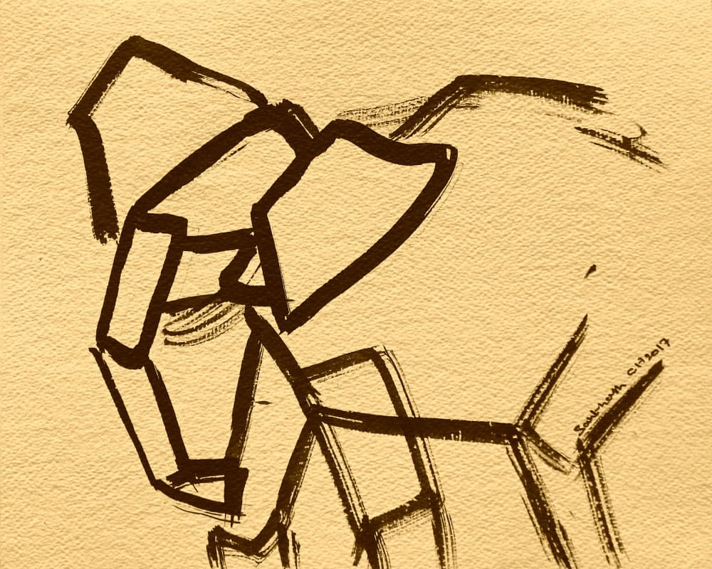 Geometric Elephant Sketch by Santhosh ch — canvas wall art