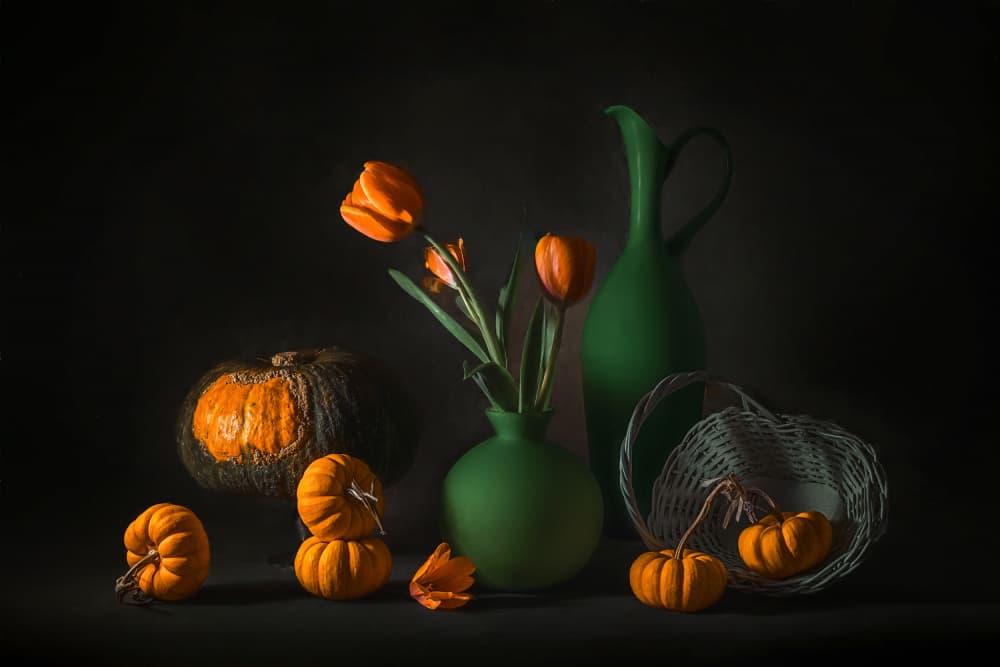 Orange Green Autumn Harvest by Lydia Jacobs — canvas wall art