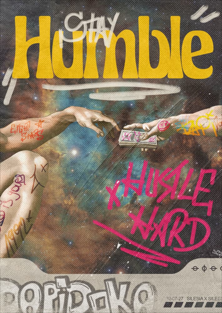Humble Hustle Space Hands by Daniel Donocik — canvas wall art