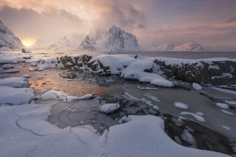 Icy Coastal Glow by David Martin Castan — canvas wall art