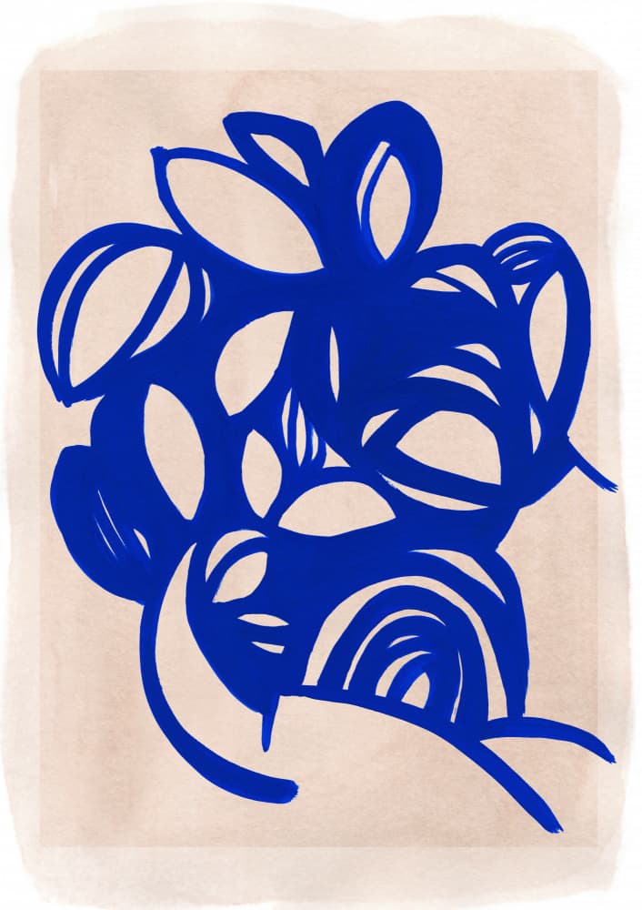 Blue Abstract Floral by Jenja Braun — canvas wall art