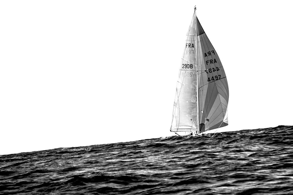 Monochrome Sailing Yacht by Simon Delvoye — canvas wall art