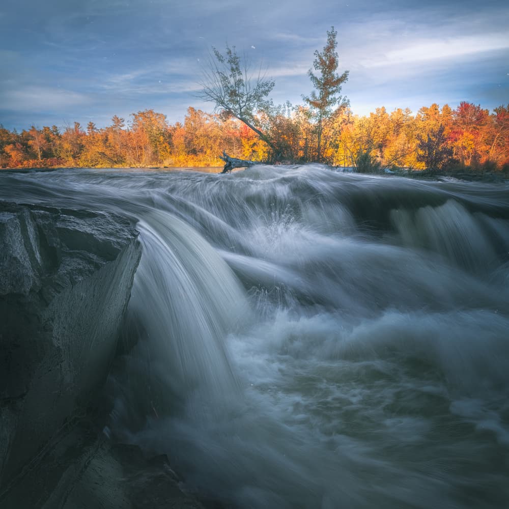 Vibrant Fall Waterfall by Larry Deng APA — canvas wall art