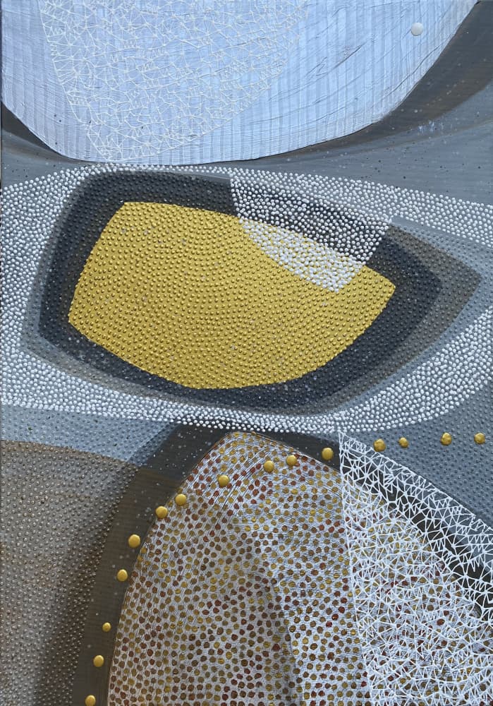 Golden Abstract Shapes by SAN STARLING — canvas wall art