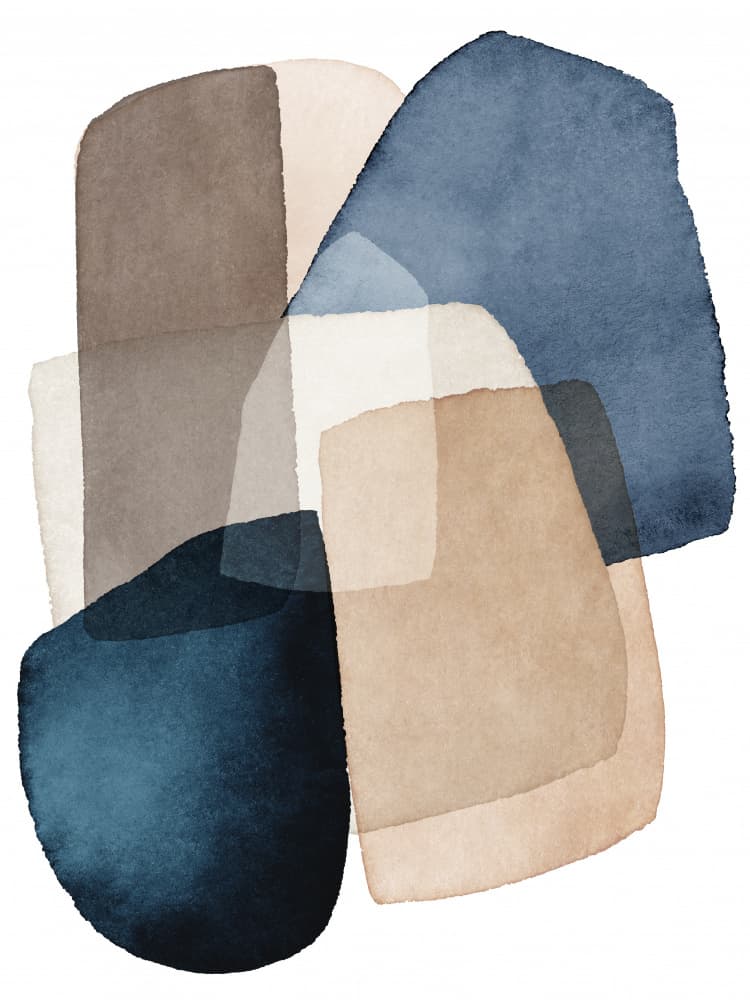 Blue Brown Blocks by Kathrin Pienaar — canvas wall art