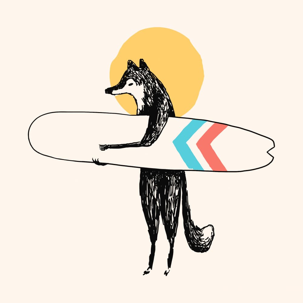 Fox Ready to Surf by Florent Bodart — canvas wall art