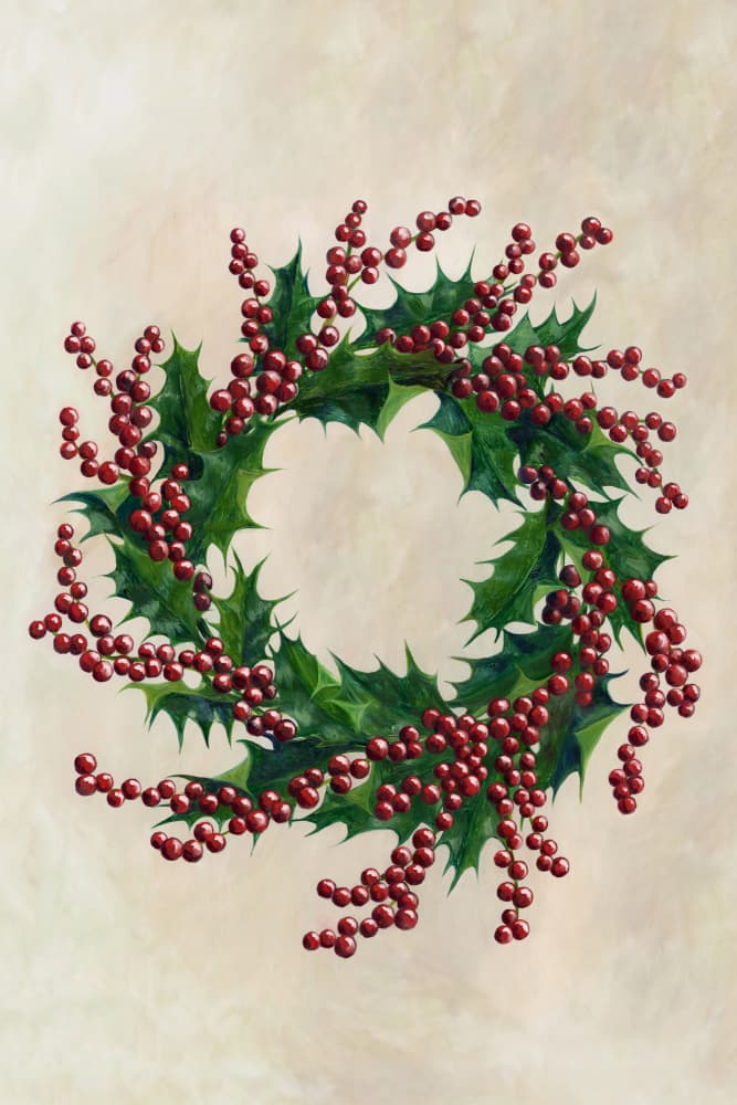 Traditional Holly Wreath by Rosana Laiz Blursbyai — canvas wall art