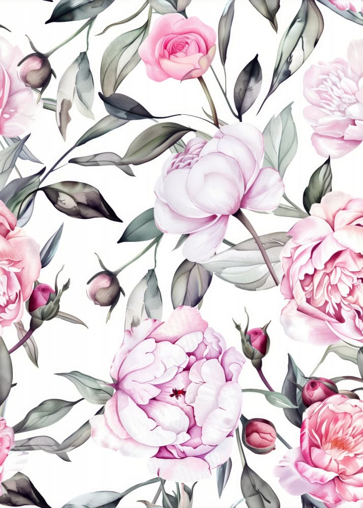 Blushing Peonies And Roses by Justyna Jaszke — canvas wall art