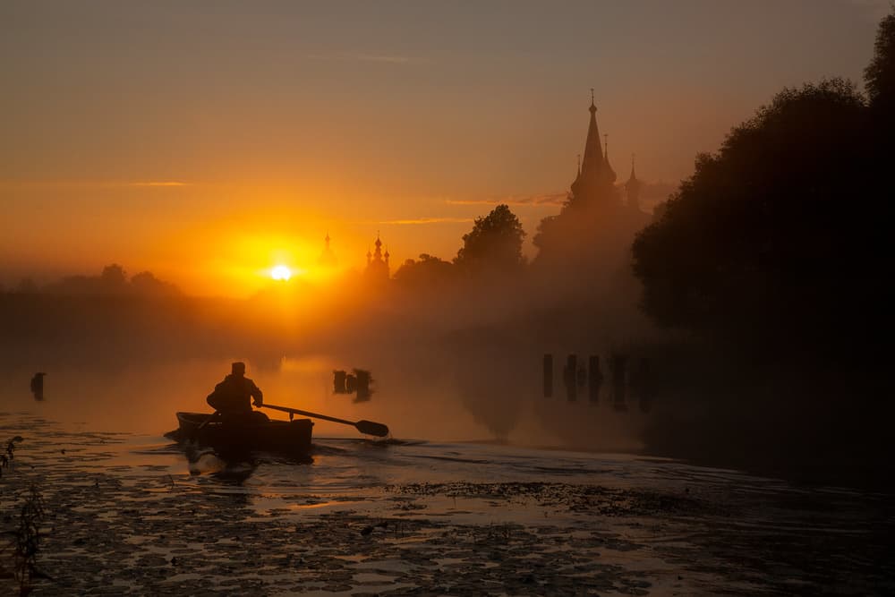 Misty Morning Rower by Alexey Kharitonov — canvas wall art