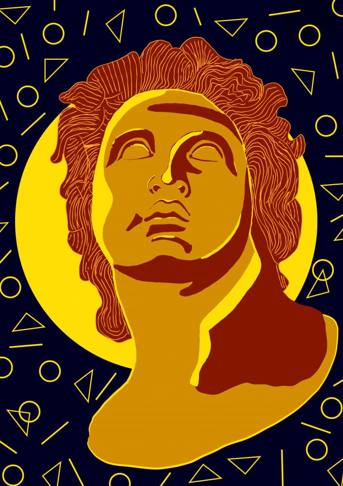 Golden Pop Art Bust by Nicholas — canvas wall art