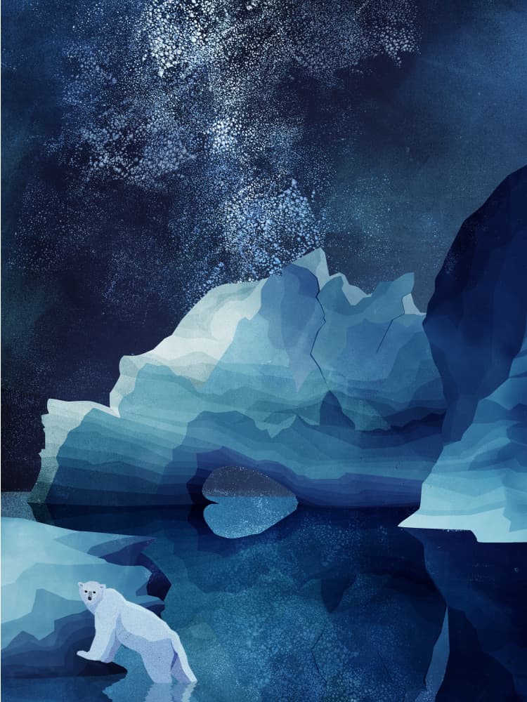 Polar Bear By Night by Goed Blauw — canvas wall art