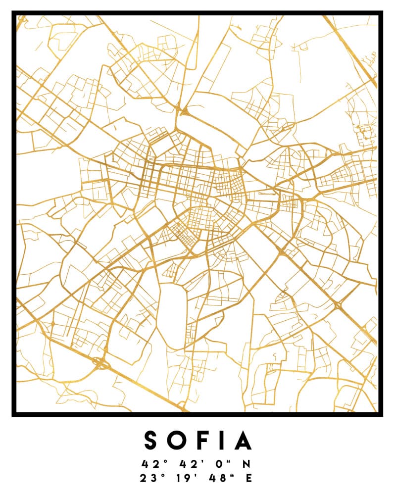 Golden Sofia Map by Emiliano Deificus — canvas wall art