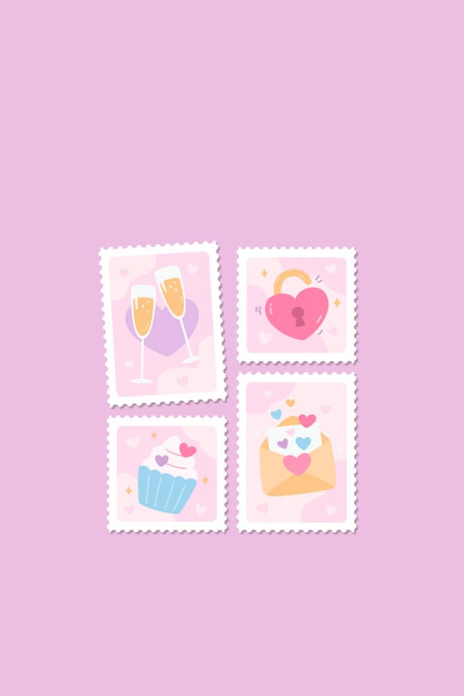 Sweet Valentine Stamps by Xuan Thai — canvas wall art