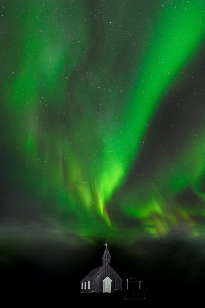 Magical Aurora Church by Jassi Oberai — canvas wall art