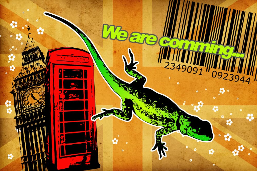 London Lizard Pop Art by Rafal Kulik — canvas wall art