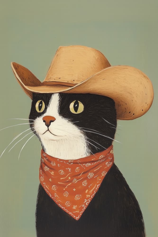 Cowboy Cat by Melloi Art Prints — canvas wall art