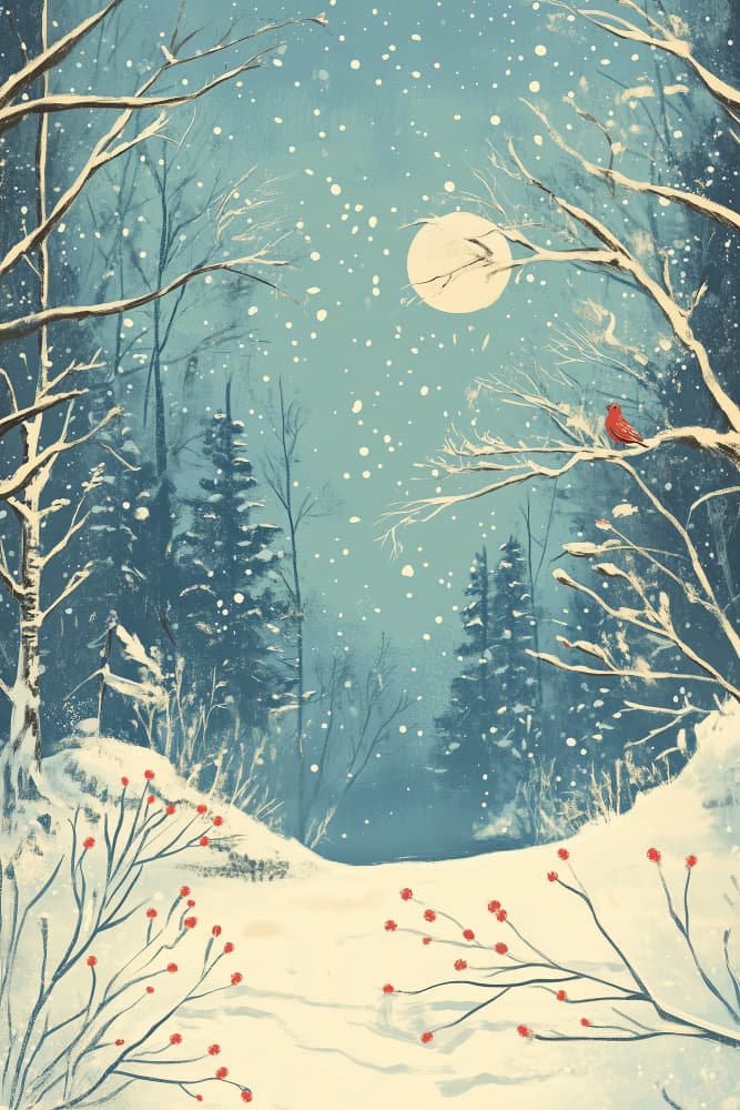 Moonlit Snowy Path by Pictufy Studio IV — canvas wall art