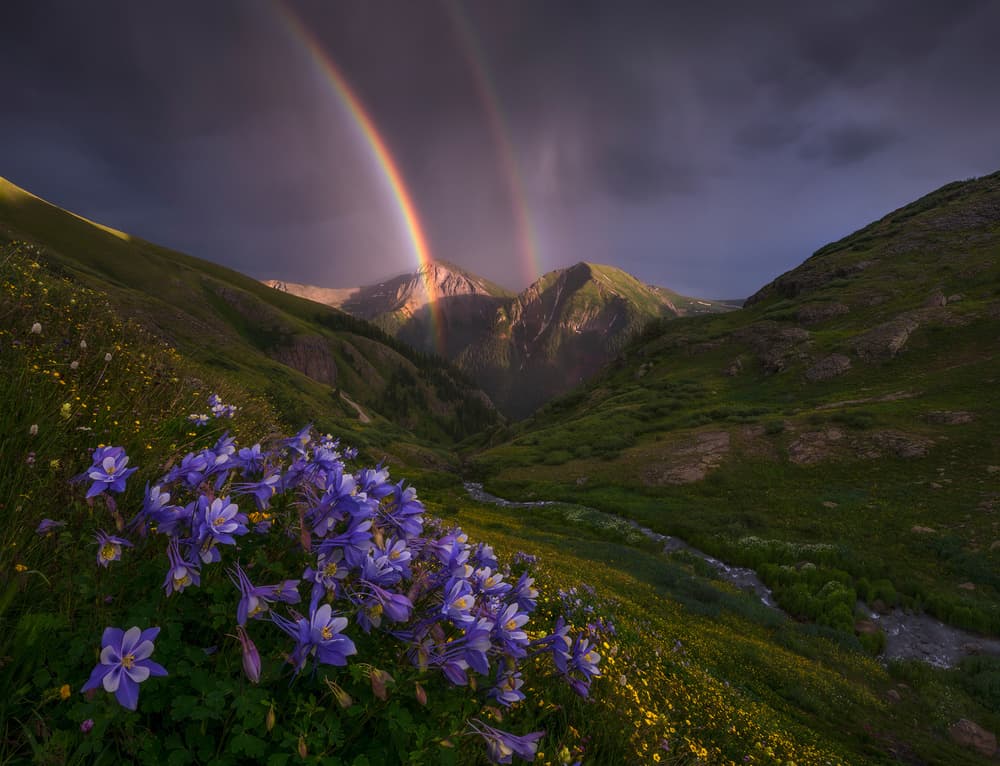 Double Rainbow Mountain Valley by Ryan Dyar — canvas wall art