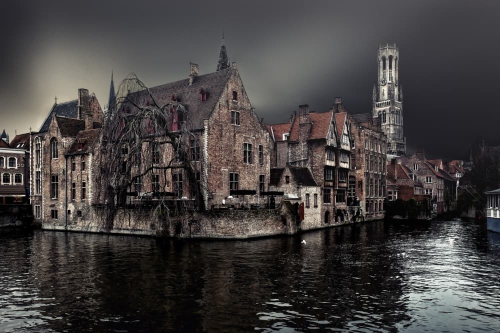 Moody European Canal by Piet Flour — canvas wall art