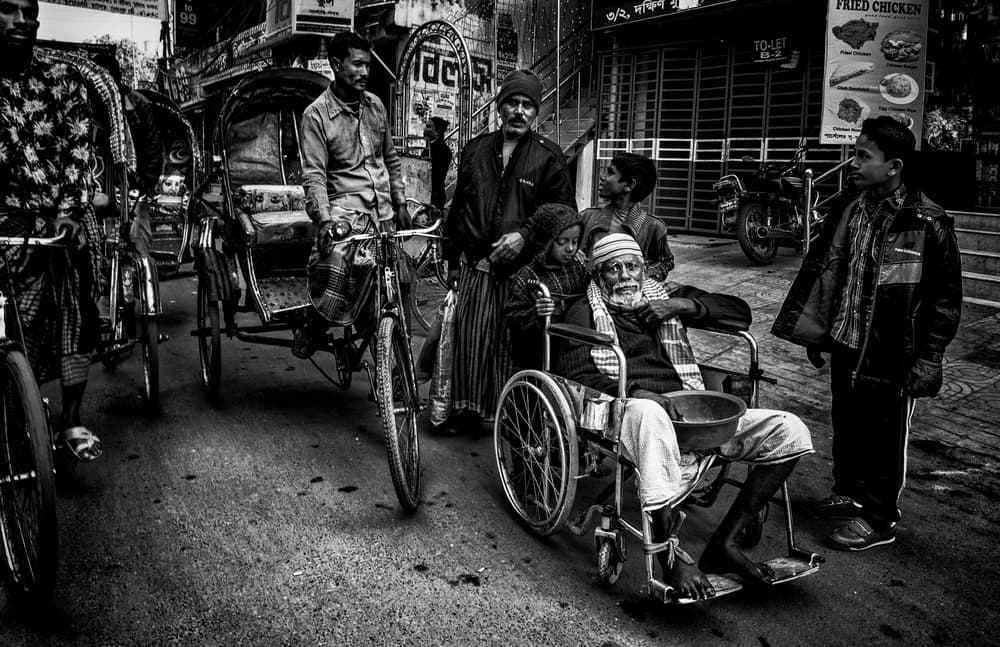 Asian Street Life Black White by Joxe Inazio Kuesta Garmendia — canvas wall art