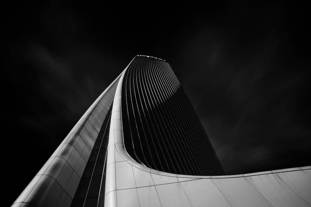 Sleek Skyscraper Curves by Domenico Montemagno — canvas wall art