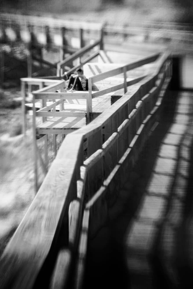 Solitary Boardwalk Figure by Laura Mexia — canvas wall art