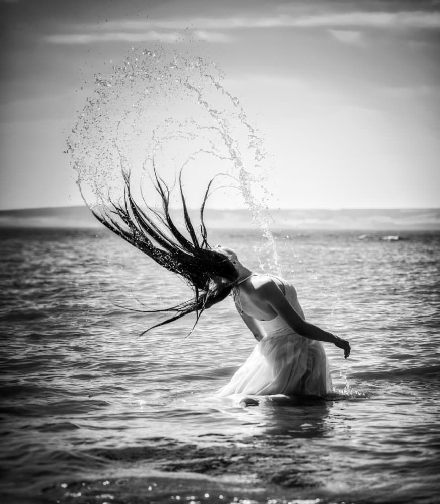 Water Hair Flip by Lee Kershaw — canvas wall art