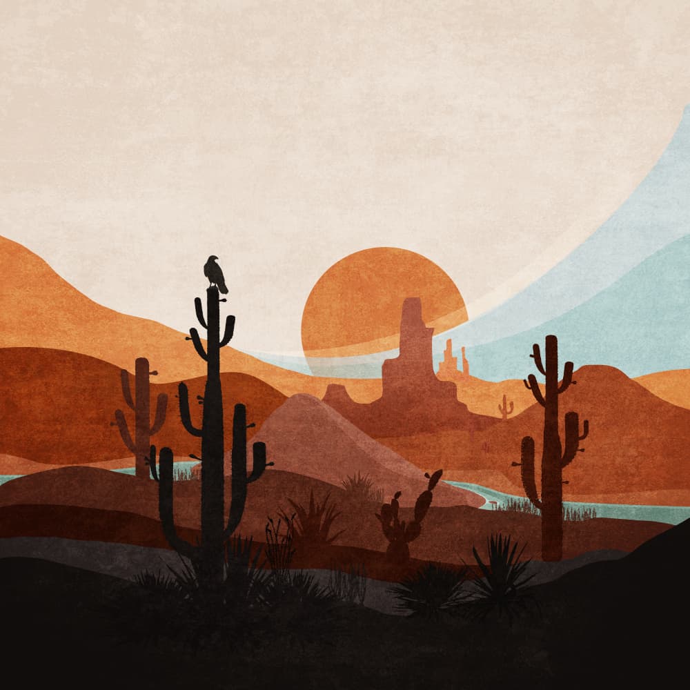 Desert Sunscape by Emel Tunaboylu — canvas wall art
