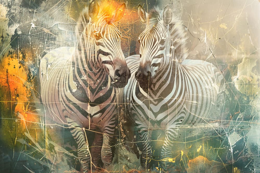 Two Abstract Zebras by Rafal Kulik — canvas wall art